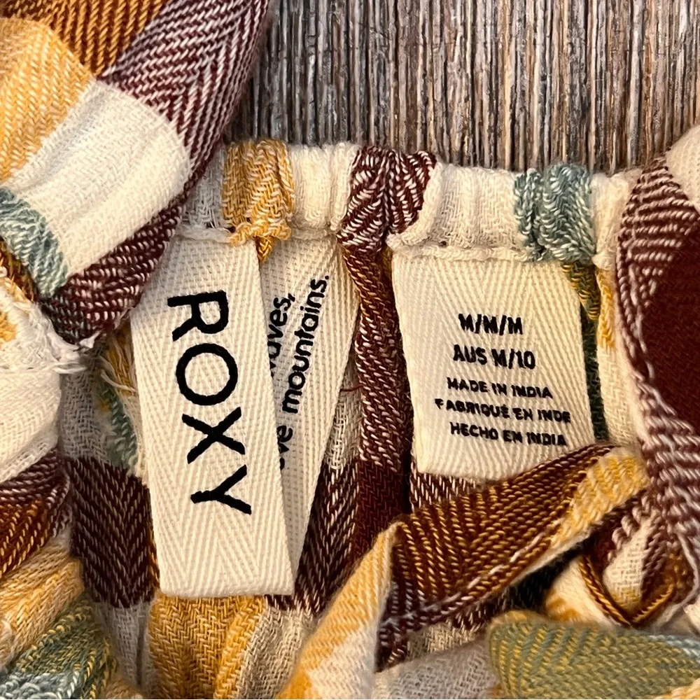 Roxy Paradise Breeze Plaid Babydoll Dress - Multi Plaid - Tiered Ruffle Mini - Picture 8 of 9